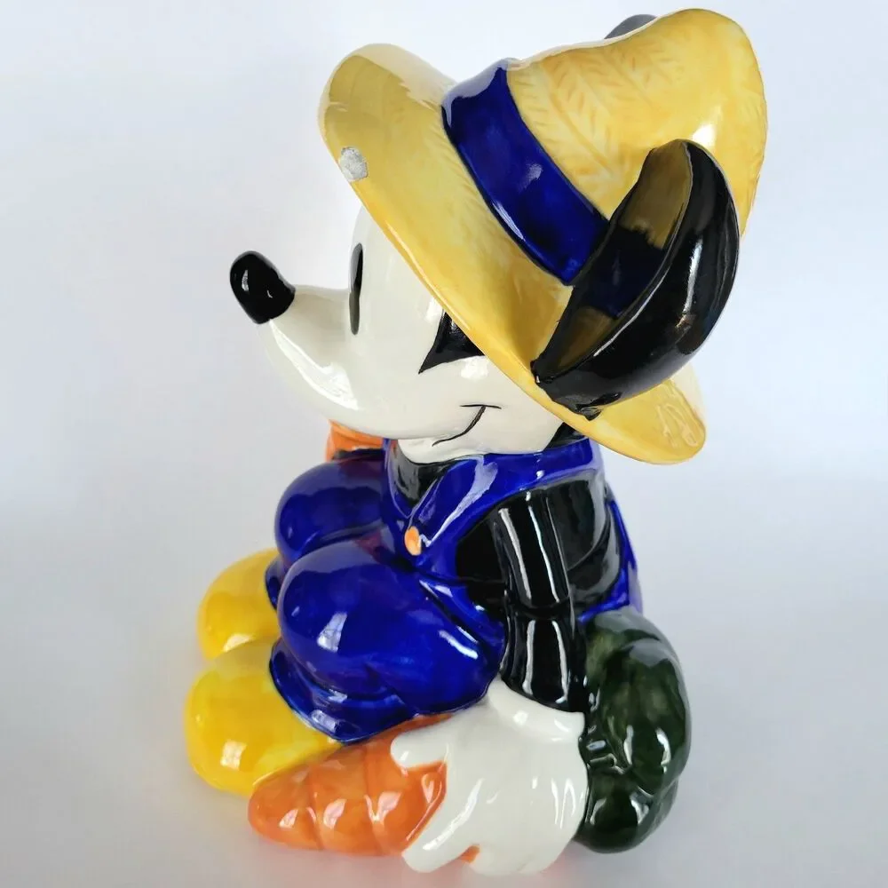 Vintage Mickey Mouse Carrot Farmer Cookie Jar Disney Treasure Craft - READ